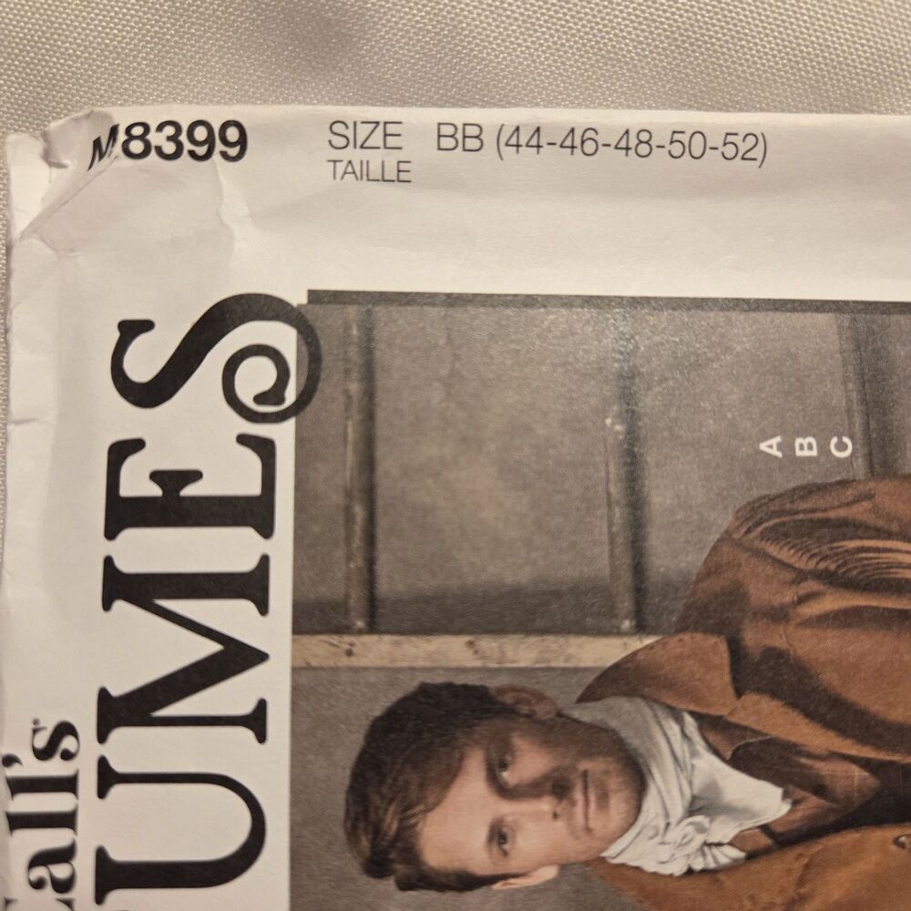 McCalls M8399 Mens Jacket Cowboy Costume Size 44 to 52 Sewing Pattern UNCUT - Picture 2 of 5
